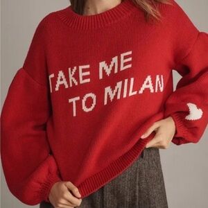 MAEVE Take Me To Milan Red Chunky Knit Sweater Size XS